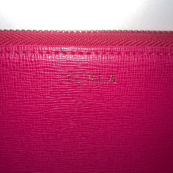 Furla XL Genuine Leather Babylon Continental Zip-around Wallet Color: Pink red - Picture 3 of 14